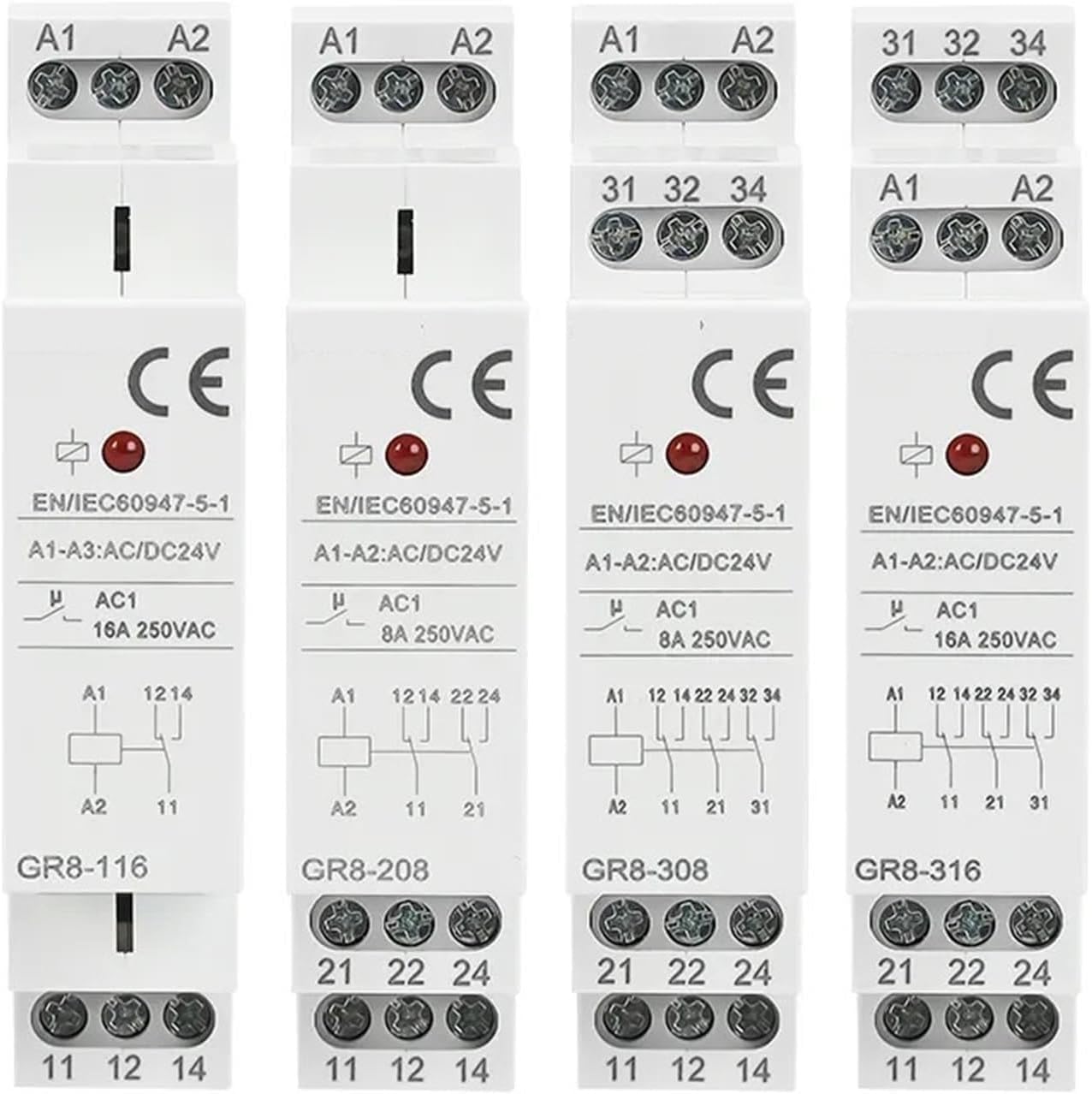 Relé intermedio GR8 interruptor auxiliar de alta precisión electrónica 48V 8