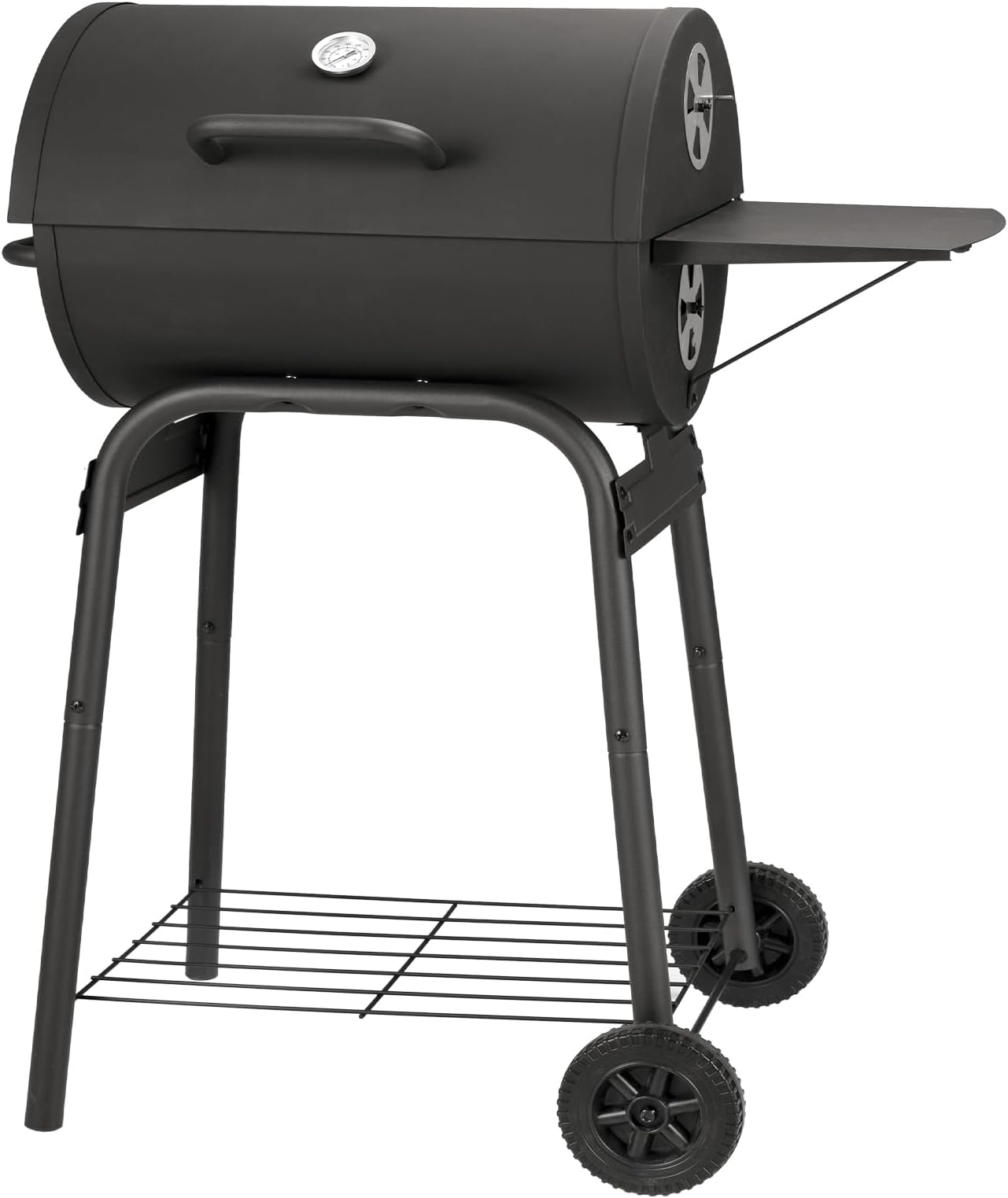 Barbecue Charbon De Bois Char-Griller Patio Pro – Grilles En Fonte, Surface 250 Pouces², Roues Et étagère – Pour Petits Espaces
