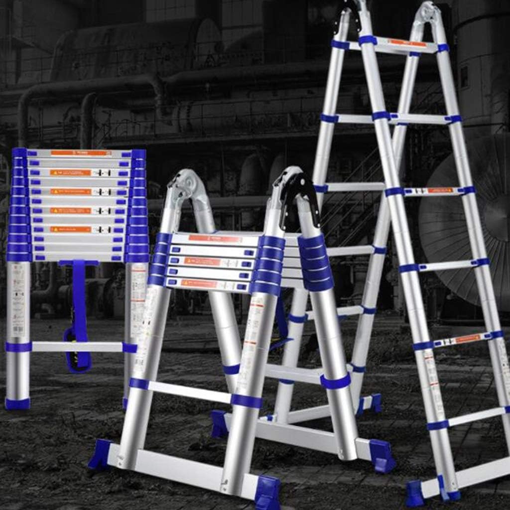 Outdoor Aluminum Extension Ladder, Multi-Function Folding Anti-Skid Safety Lock Function, Portable Home Engineering Stairs (Size : 1.9+1.9M=3.8M(12.4FT))