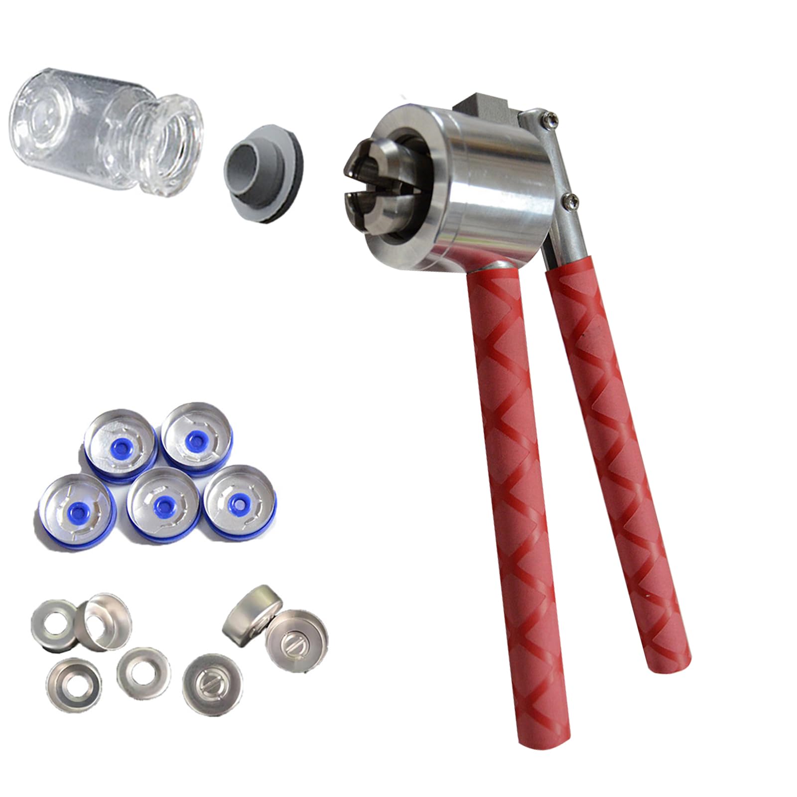 Manual Vial Crimpers, Handheld Bottle Capping & Sealing Machine for Plastic-Aluminum & Pure Aluminum Flip Caps Anti-Slip Wear-Resistant Perfume & Infusion Bottle Sealer B 32mm