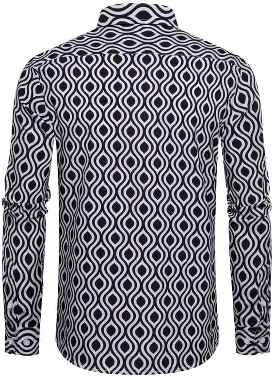 Mens Printed Dress Shirts 4-Way Stretch Long Sleeve Wrinkle Free Floral Casual Button Down Shirt - Image 3