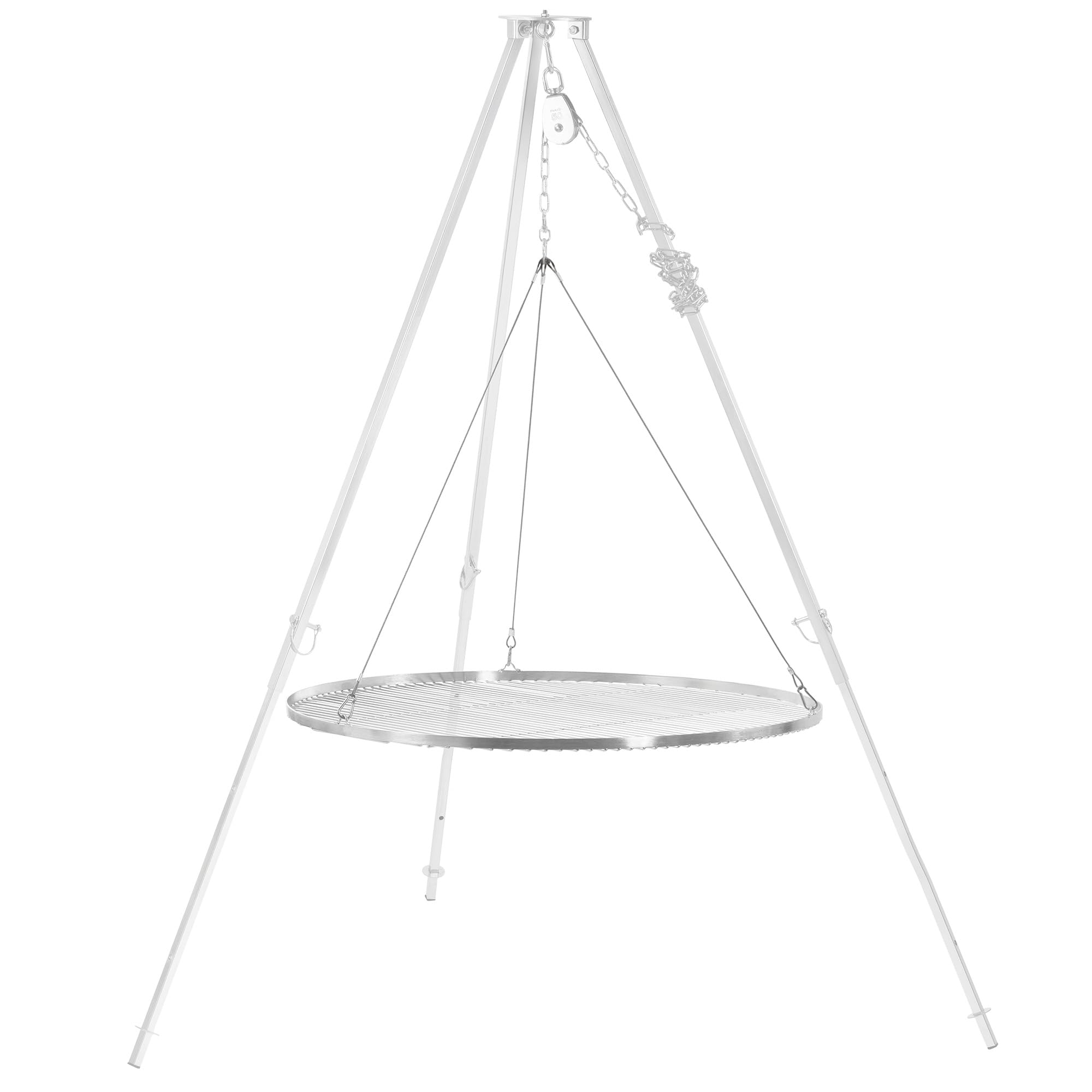 BBQ-Toro Okrągły ruszt do grillowania ze stali nierdzewnej, Ø 90 cm, ruszt do grillowania na świeżym powietrzu, ruszt do grilla obrotowego, ruszt wiszący do grilla trójnożnego, ruszt do grillowania na