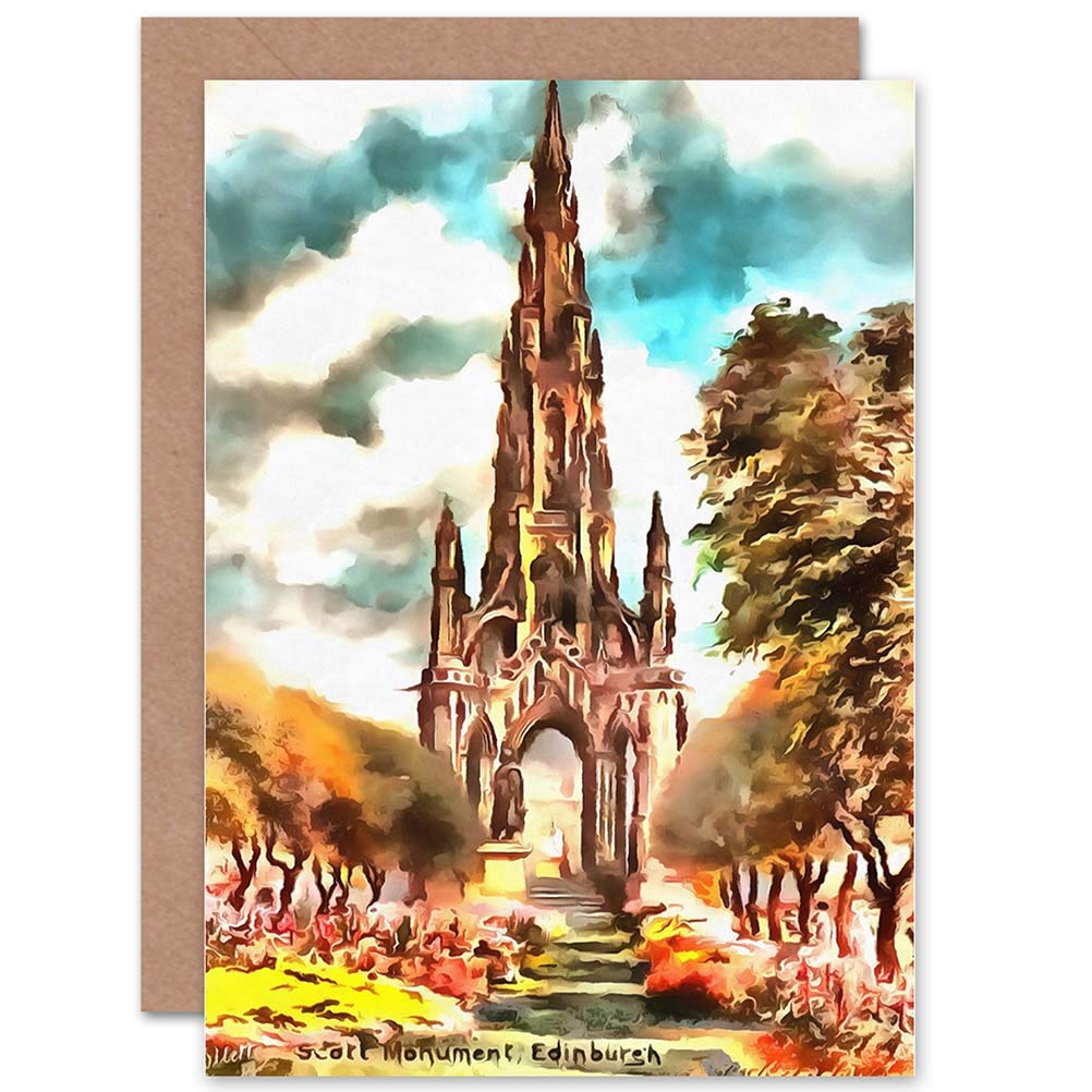 Wee Blue Coo SCOTT MONUMENT EDINBURGH BIRTHDAY GIFT BLANK GREETINGS CARD