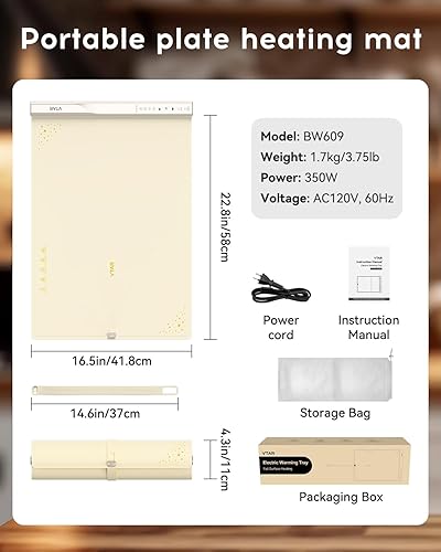 Miniatura 8 de VTAR Calentador eléctrico de bandeja de calentamiento de alimentos para servidores de bufé de fiesta, calefacción de doble zona con control de