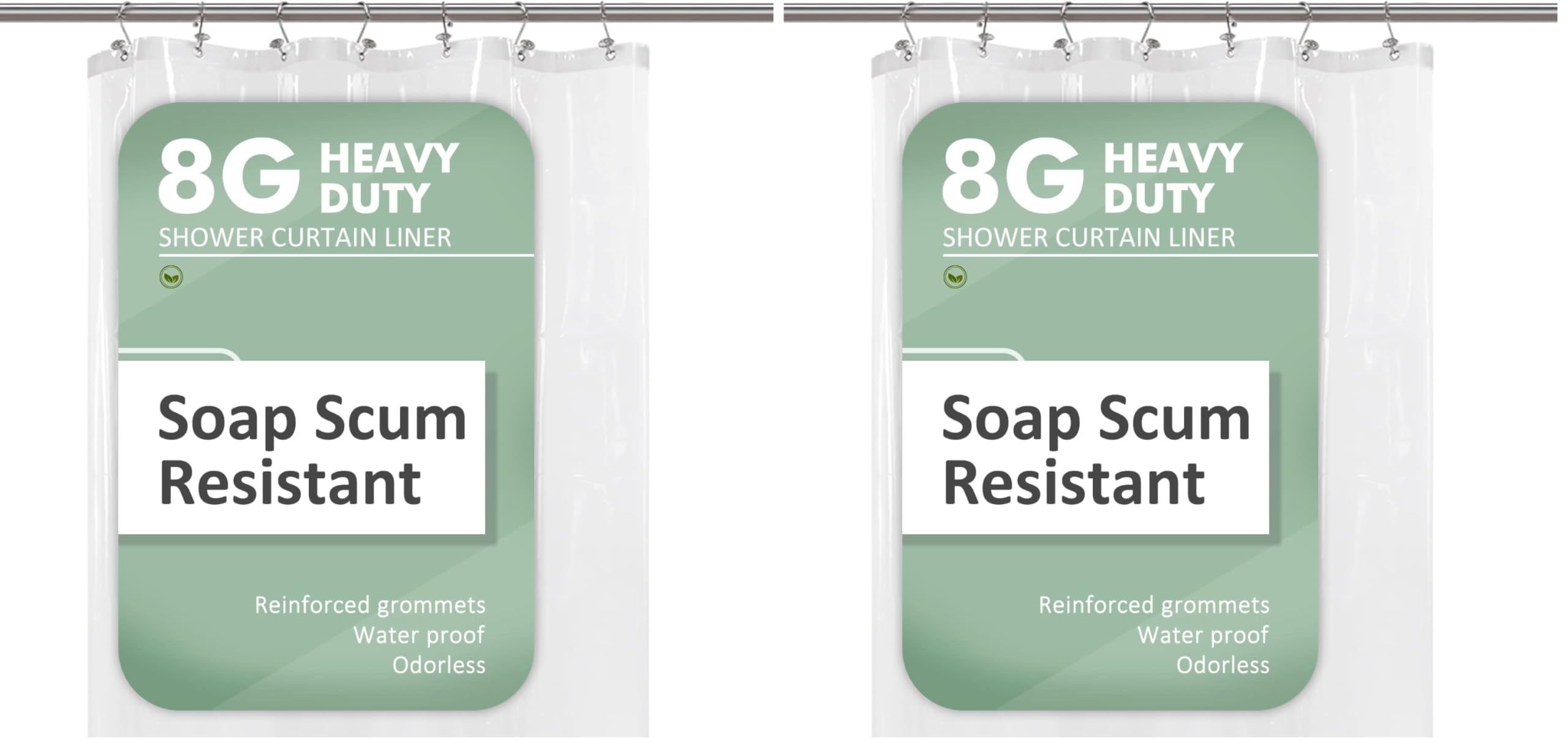 Barossa Design Small Shower Curtain for Shower Stall Size 36 x 72 inches,PEVA - Waterproof, Eco-Friendly, Non-Toxic, Odorless, PVC Free, Metal Grommets (Clear) (Pack of 2)