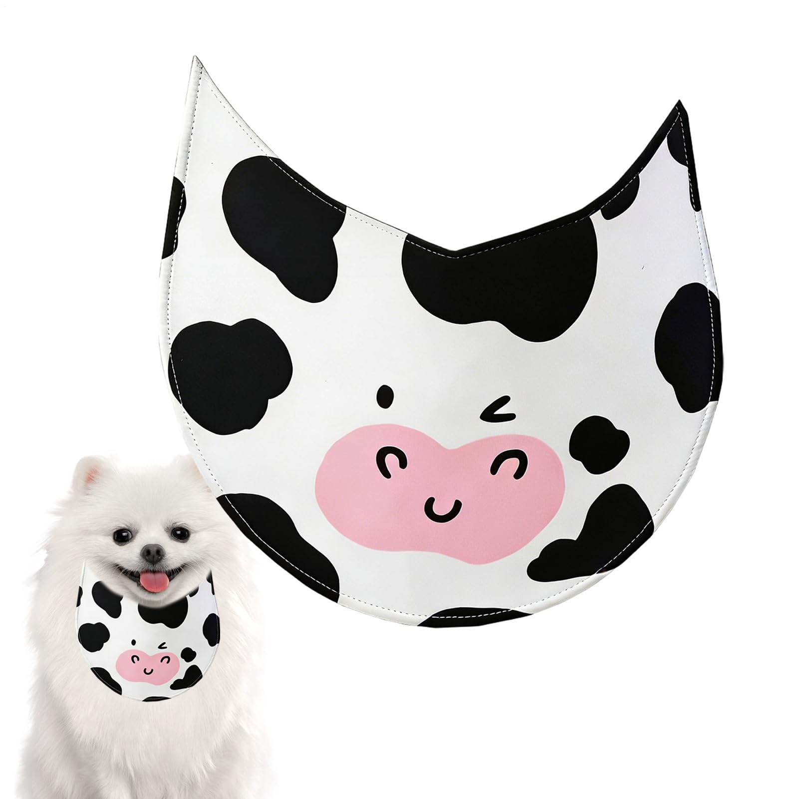 Bandanas for Dogs Adjustable Waterproof Bib with Cow Pattern