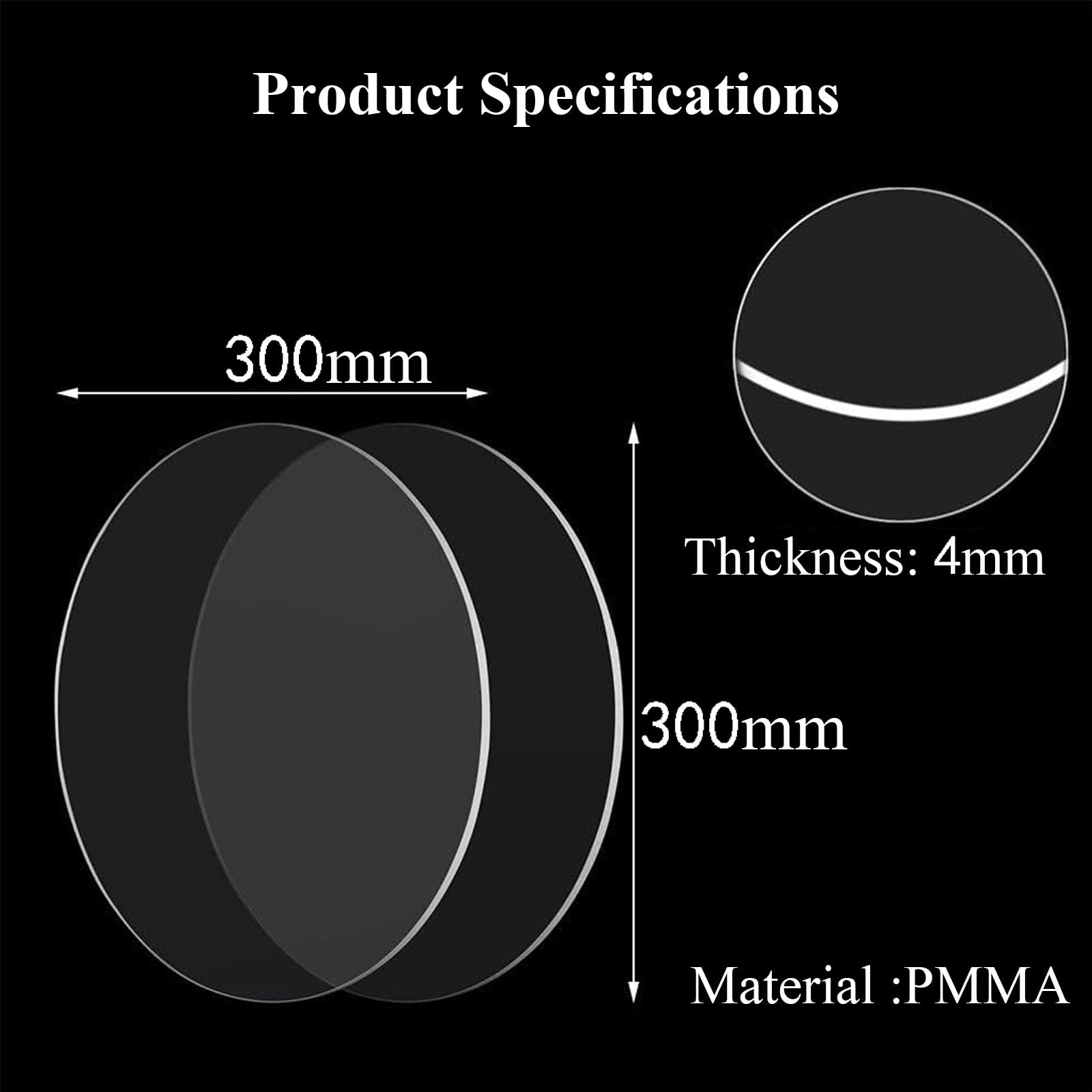 Acrylglas Platten klare Kunststoff Acrylplatte 5 Stück klare Acrylplatten, Acrylscheiben, 4 mm dicke, runde Acrylplatten zum Bemalen von Bilderrahmen, für DIY-Projekte und Bastelarbeiten, Durchmesser