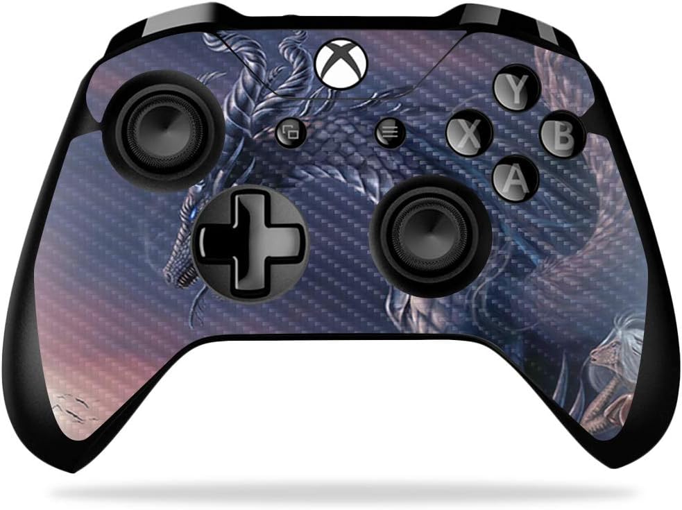 MightySkins Carbon Fiber Skin for Microsoft Xbox One X Controller - Wolf Dreams | Protective, Durable Textured Carbon Fiber Finish | Easy to Apply, Remove, and Change Styles | Made in The USA