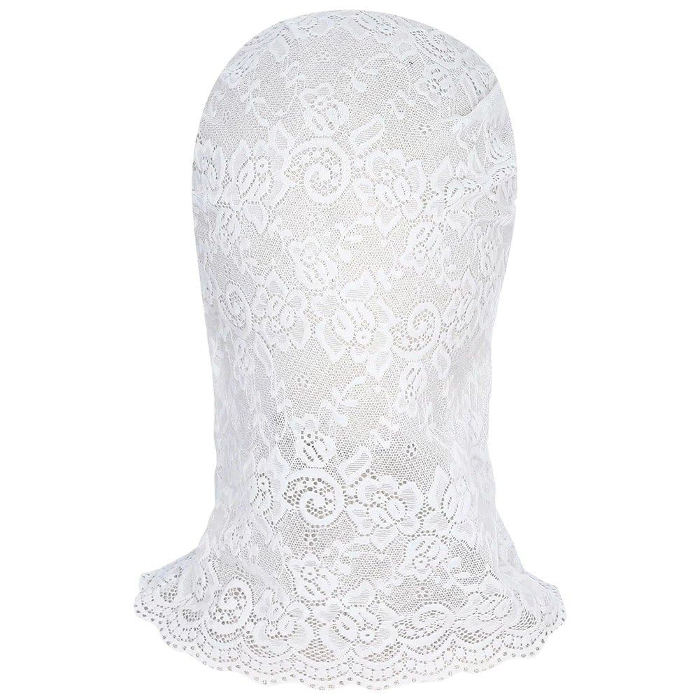 Bemvp Lace Full Face Mask Breathable Women Hollow Out See Through Lace Hood Cover Performance Prop Party Mask for Halloween