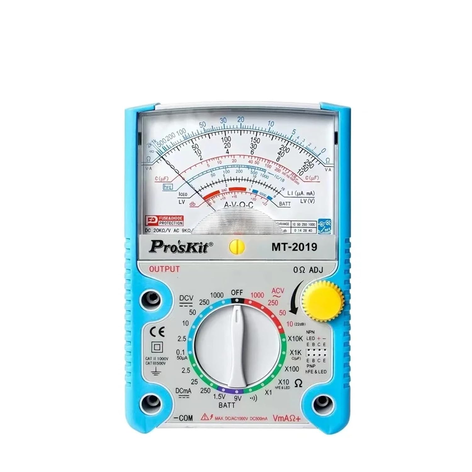 Analog Pointer Multimeter MT-2017 MT-2019 Safety Standard Protective Function Ohm Test Meter DC AC Voltage Current Tool(MT-2019)