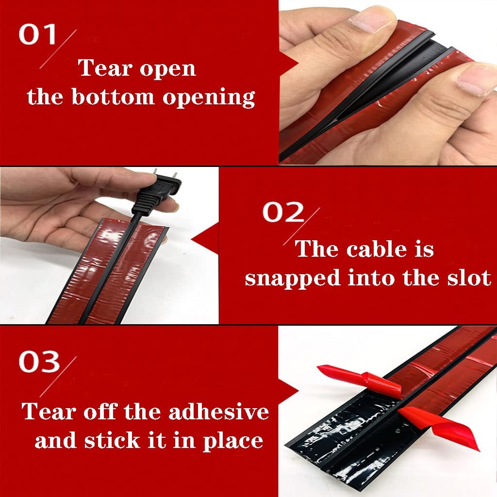 Cubierta De Cable De Suelo Blando De PVC, Canaleta Pasacables Suelo Autoadhesivo para El Hogar, Protector De Cable De Suelo Antideslizante Grueso para Oficina (Color : Red, S : 10m)