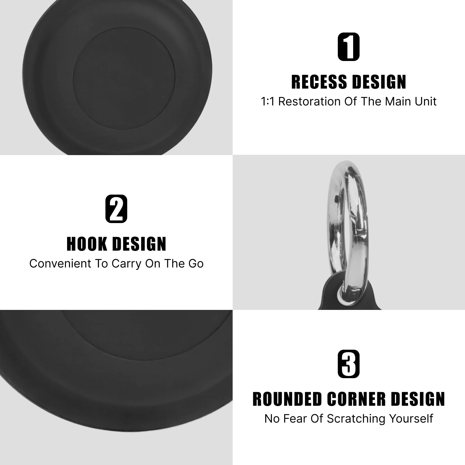 Funda Compatible con Motorola Moto Tag, Funda de Silicona a Prueba de Golpes con Llavero, protección de 360°, Impermeable, Ultraligera, Negra, Robusta Funda antipérdida para buscadores de Llaves - 4