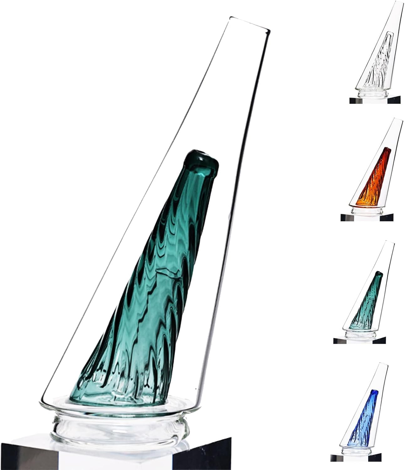 Colored Crystal Vase for Flowers, Home Glass Decorations, Mini Glass Vase Desk Ornament (Green Thread)