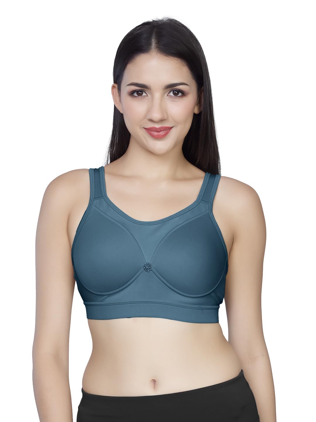 Womens Thickly Padded High Impact Sports Bra | Wire Free, Full Coverage, Soft Polyester Spandex Bra | Wide Shoulder Straps, Hook and Eye Closure for Secure Support - Accurate-image-28