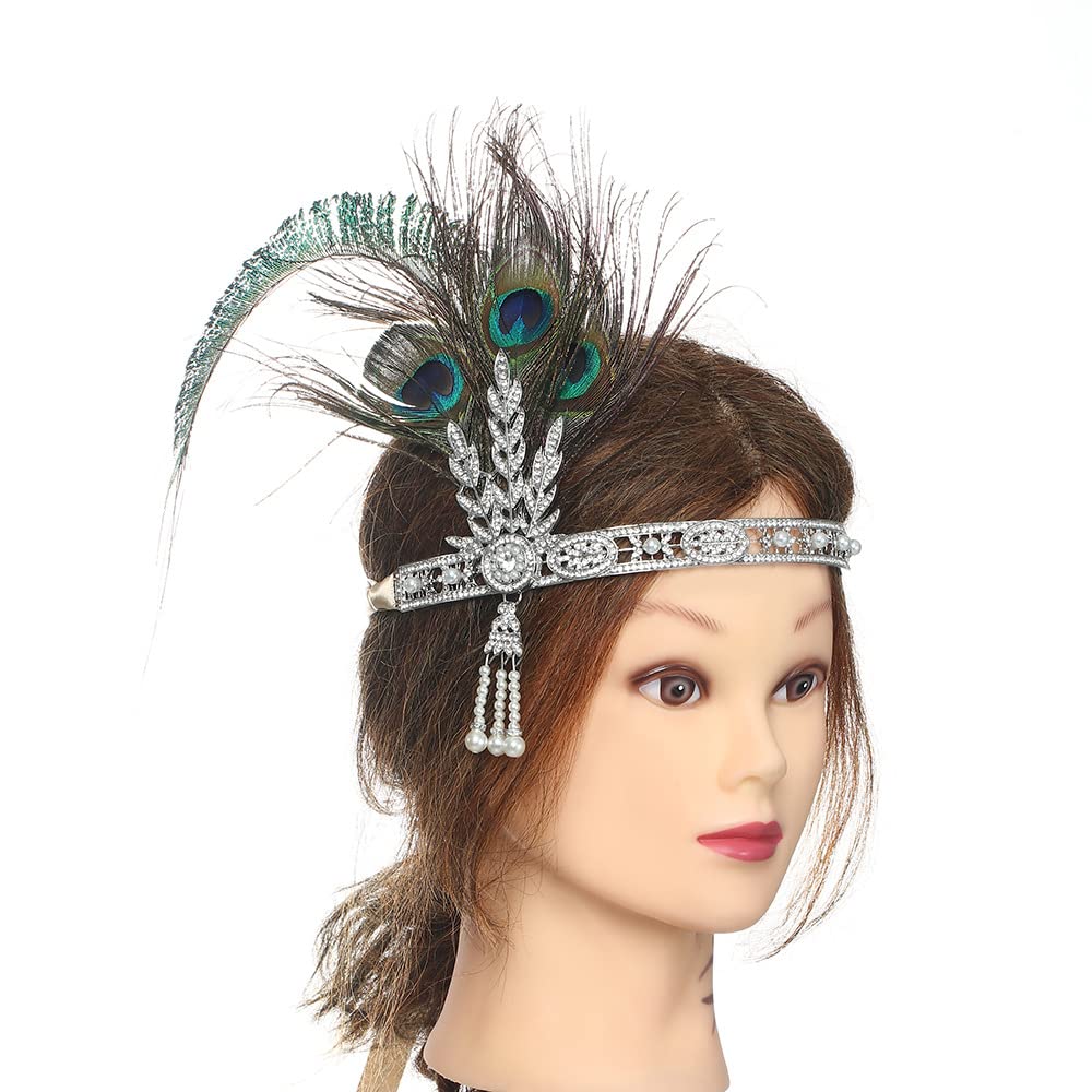 Fascia Per Capelli Anni '20 Art Déco Con Foglie E Strass - Oro, Regolabile - Accessori Gatsby - 4