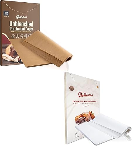 Baklicious Paquete de 220 hojas de papel pergamino sin blanquear para hornear con 220 hojas de papel pergamino de 9 x 13 pulgadas, papel de
