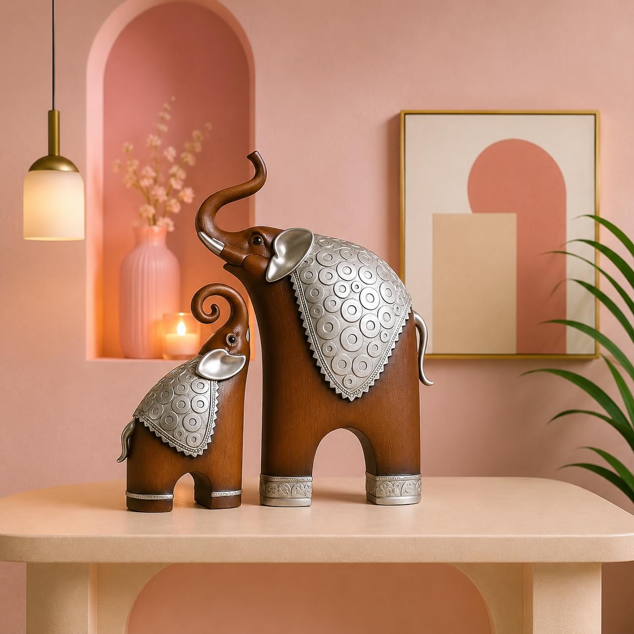 Thai Elephant Figurines - Home Decor Resin Sculptures -6