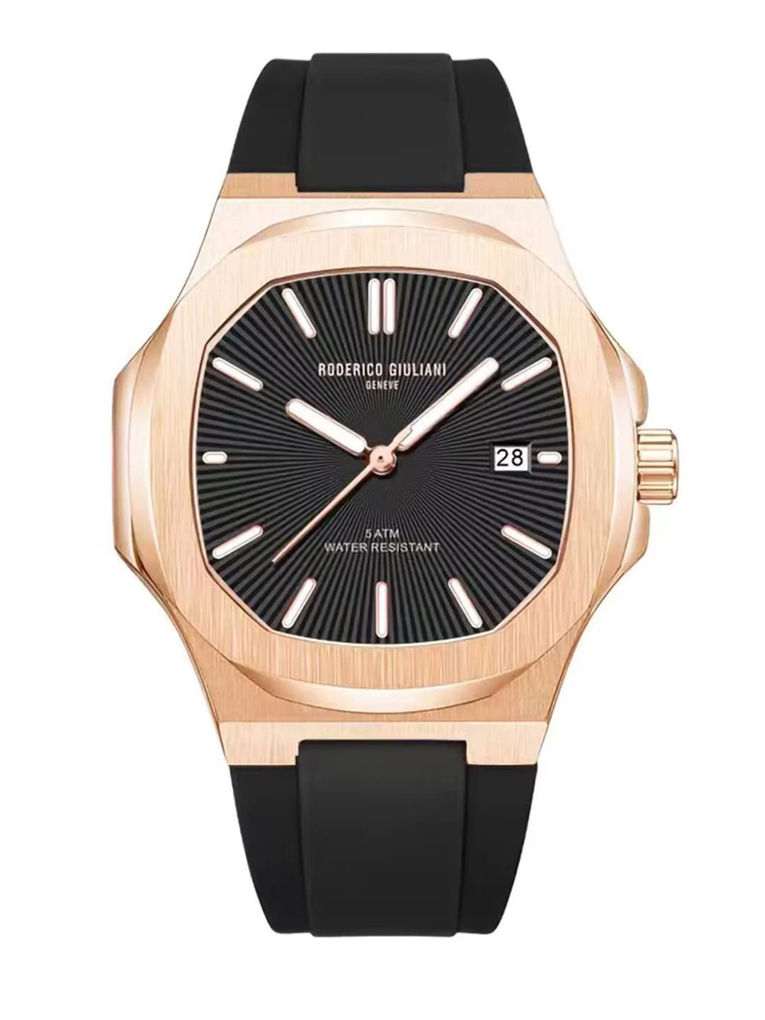 RODERICO GIULIANI Analog Black DIAL Rose Gold CASE Black Silicone Strap Mens Watch MSLA-7703 (B0C6Y7XJ1Y) Amazon Price History, Amazon Price Tracker