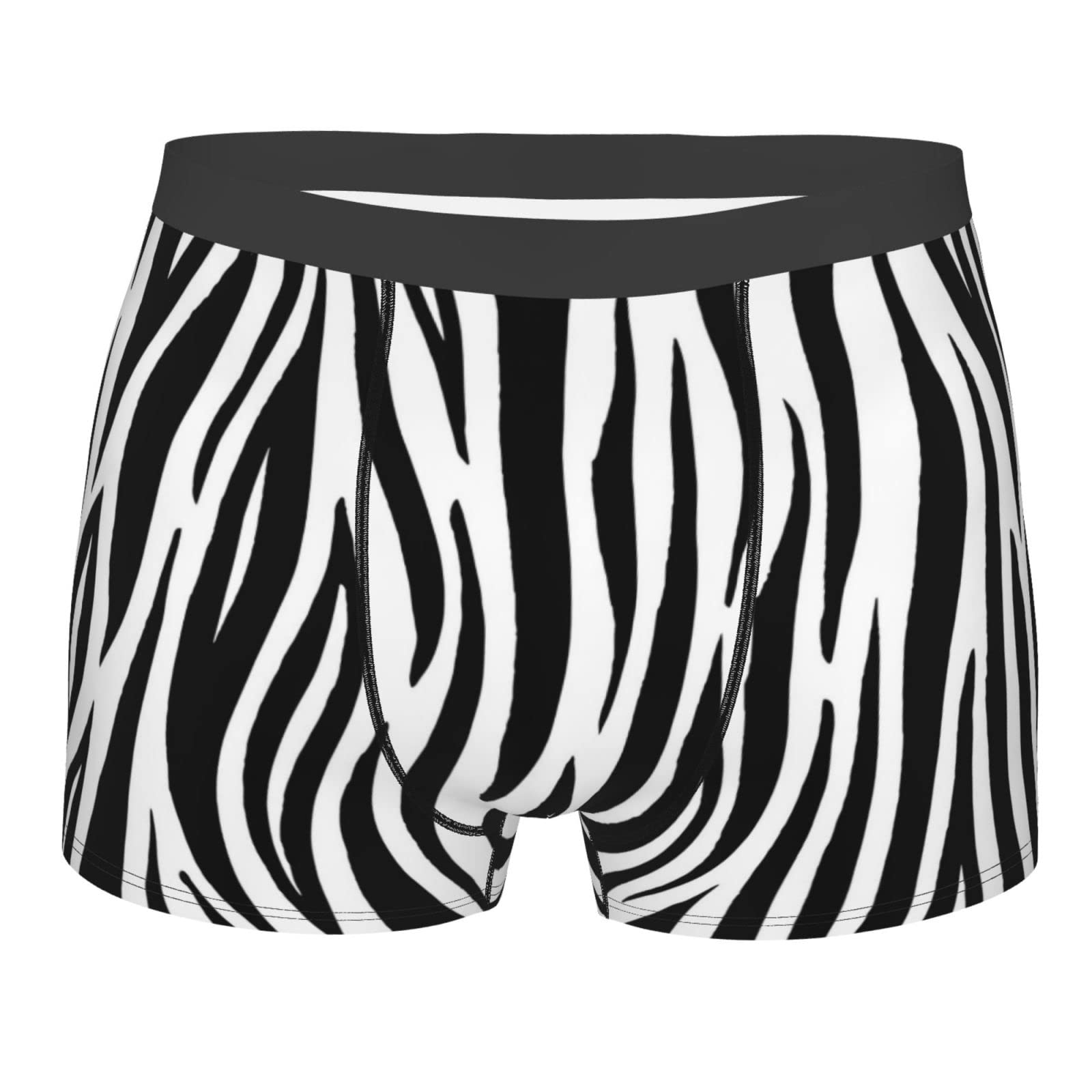 AOOEDM Black White Zebra Print Men's Boxer Briefs Underpants,Printed Mens Soft Underwear,Comfy Breathable Short Trunk