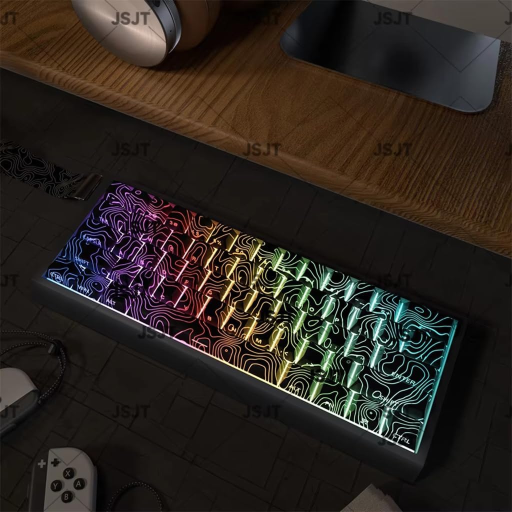 Black Contoured 3.0 Side Backlit Keycaps 131Keys Ergonomic for Gamning Typists