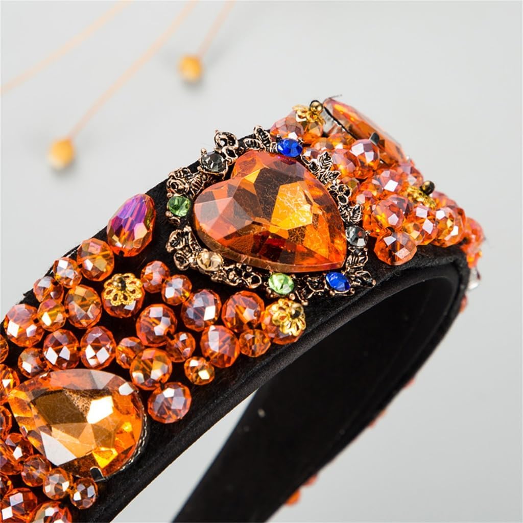 Exaggerated Heart Shaped Diamond Crystal Hand Sewn Fabric Hair Bands Street Accessories