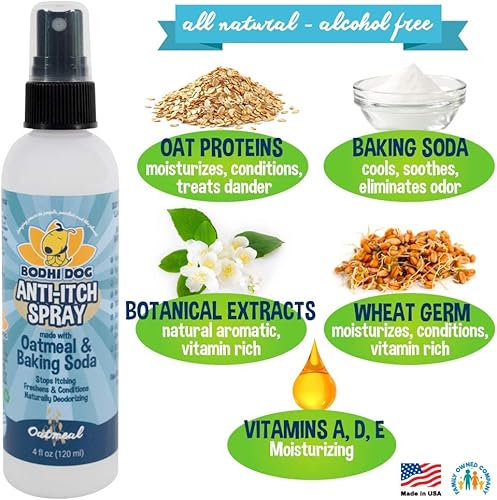 Vista 16 de Spray anti picazón de avena para perros y gatos, 100 % natural e hipoalergénico para alivio reconfortante para la piel dañada seca, con picazón