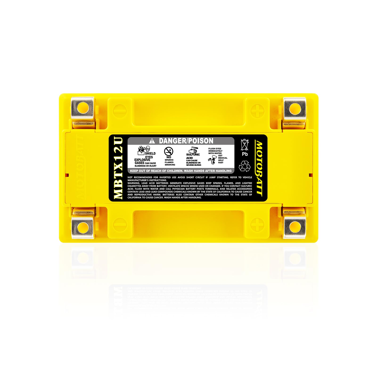 MotoBatt MBTX12U (12 V 14 Amp) 200CCA Factory Activated QuadFlex AGM Battery