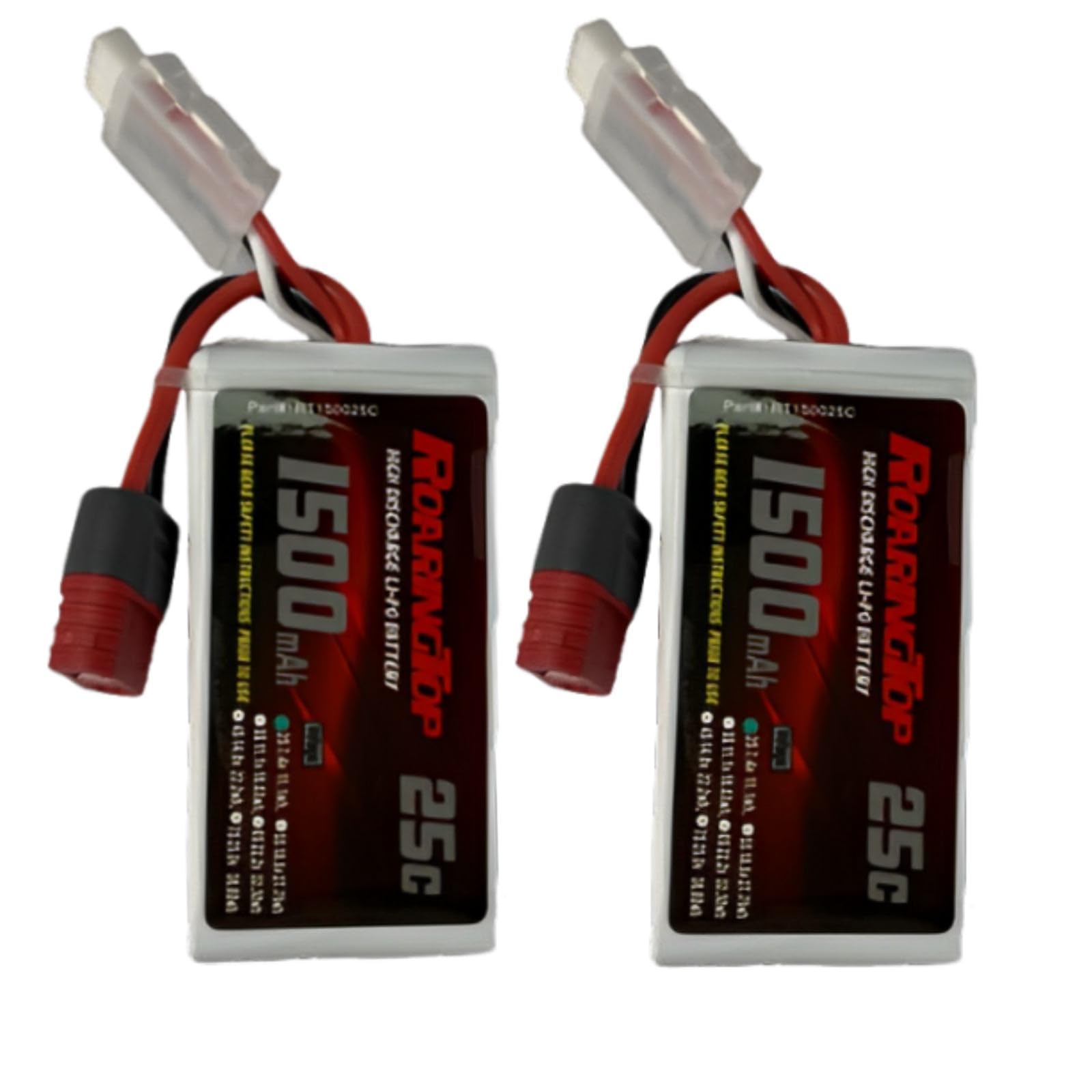 Roaring TOP 2S Lipo Battery 7.4 V 1500 mAh RC Lipo Batteries 25C with T Plug Compatible with WLtoys 1:14 RC Car Truck Truggy FPV Drone Quadcopter Helicopter Airplane