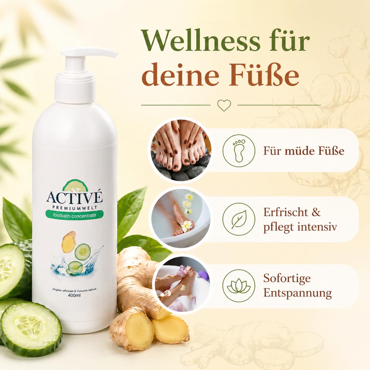 Fußbad-Konzentrat 400 ml mit Aloe Vera für müde, strapazierte Füße