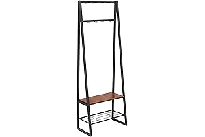 Amazon Basics 9 Hooks Coat Rack and Entryway Organizer with Shoe Bench