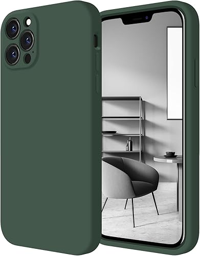 FireNova Funda para iPhone 12 Pro, funda de silicona mejorada protección de cámara con forro de microfibra suave antiarañazos, 6.1 pulgadas, verde