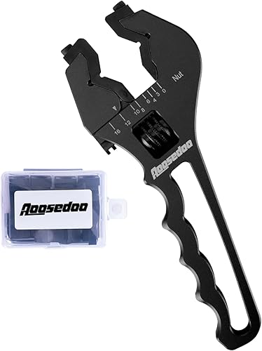 AOOSEDOO Llave ajustable 3AN-12AN, herramienta de montaje, adaptador de manguera llave inglesa, llave de aluminio ligera, negra (con chaquetas de