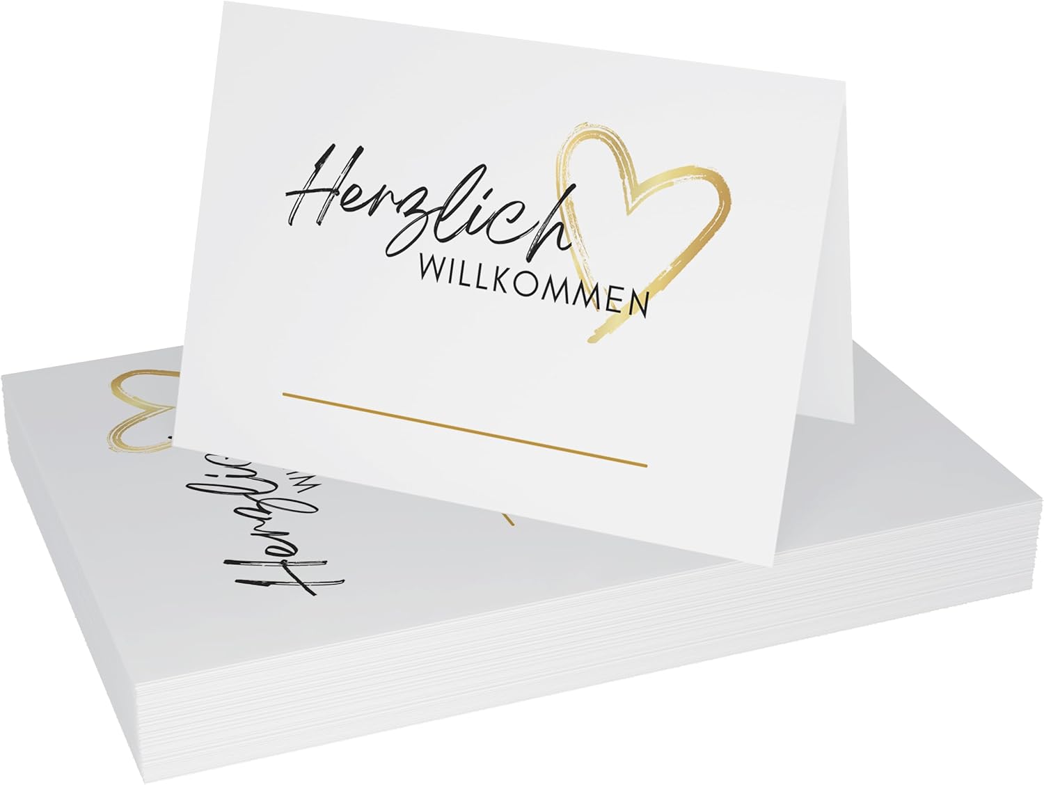 Tischkarten Herzen 10 Stück - Weiß Gold Platzkarten Für Hochzeit