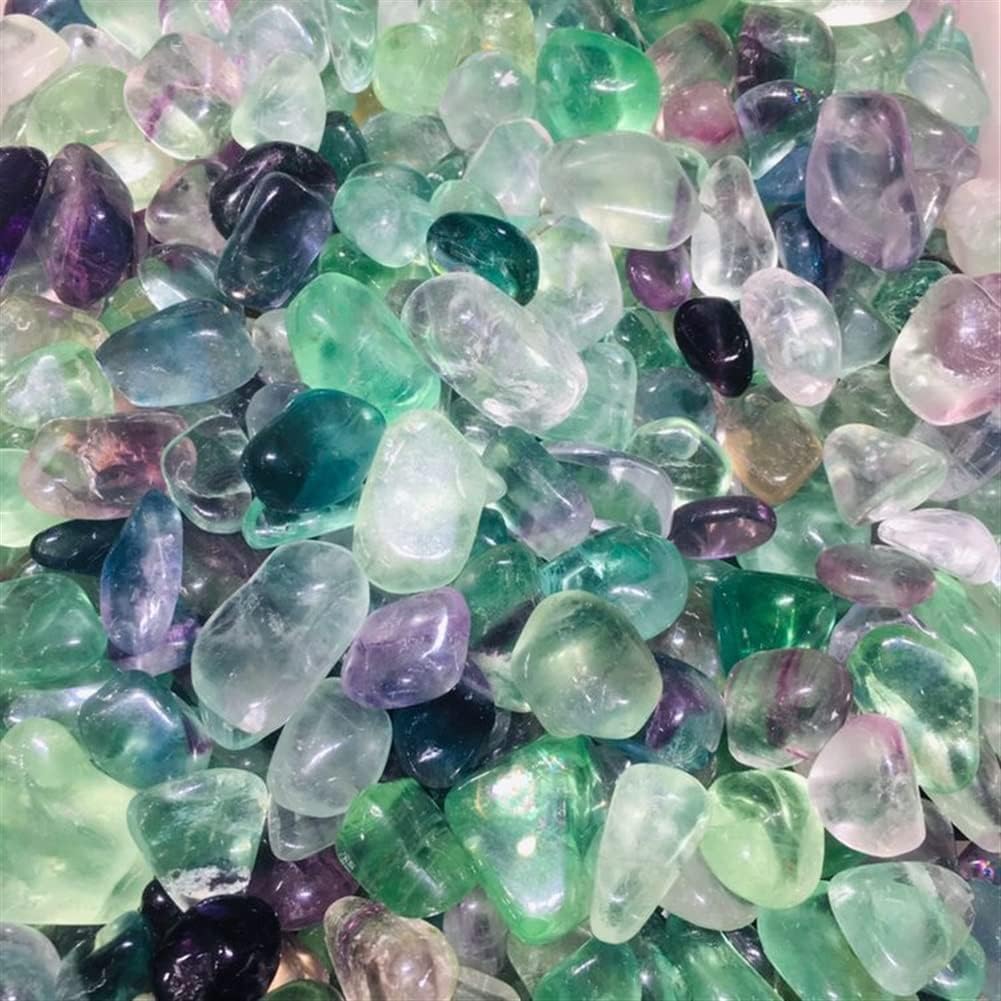 Meditation Home Decor, Natural Colorful Fluorite Crystal Polished Fluorite Gravel Stones for Aquarium Gifts,Natural Crystal (Size : 200g)