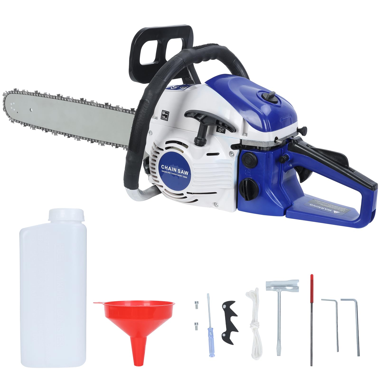 Motosierra térmica podadora de 58 cc de 2 tiempos, pequeña motosierra ligera y manejable para podar árboles, desmatarse, bosque, granja, jardín y rancho