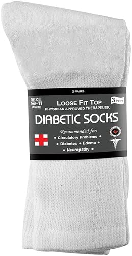 Personal Touch Diabetic Crew Calcetines de hombre 3 pares (10-13, blanco)