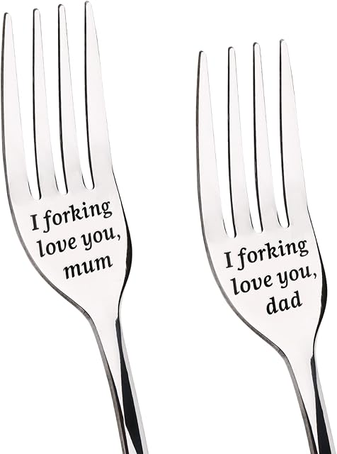 Gifts for Mum and Dad Dinner Forks, Stainless Steel Forks Pack of 2 Set, Funny Anniversary Wedding Gifts, Birthday Christmas Valentines Day Gifts for Parents