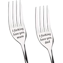 Gifts for Mum and Dad Dinner Forks, Stainless Steel Forks Pack of 2 Set, Funny Anniversary Wedding Gifts, Birthday Christmas Valentines Day Mothers Day Gifts for Parents
