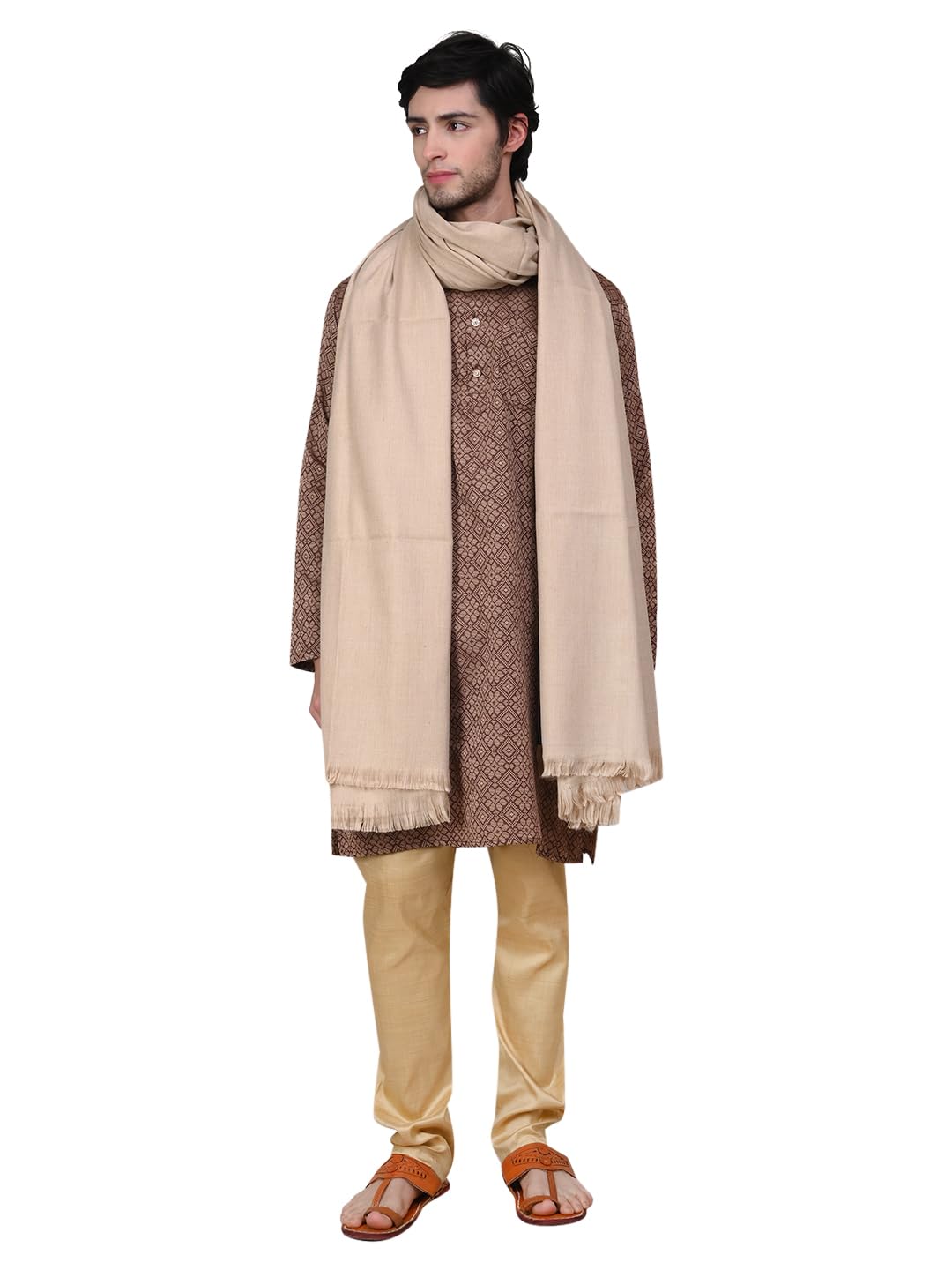 Mens Warm Woollen Pashmina Shawls Meditation Dushala Lohi Soft Comfortable Stole Solid Color Best Gifts-image-24