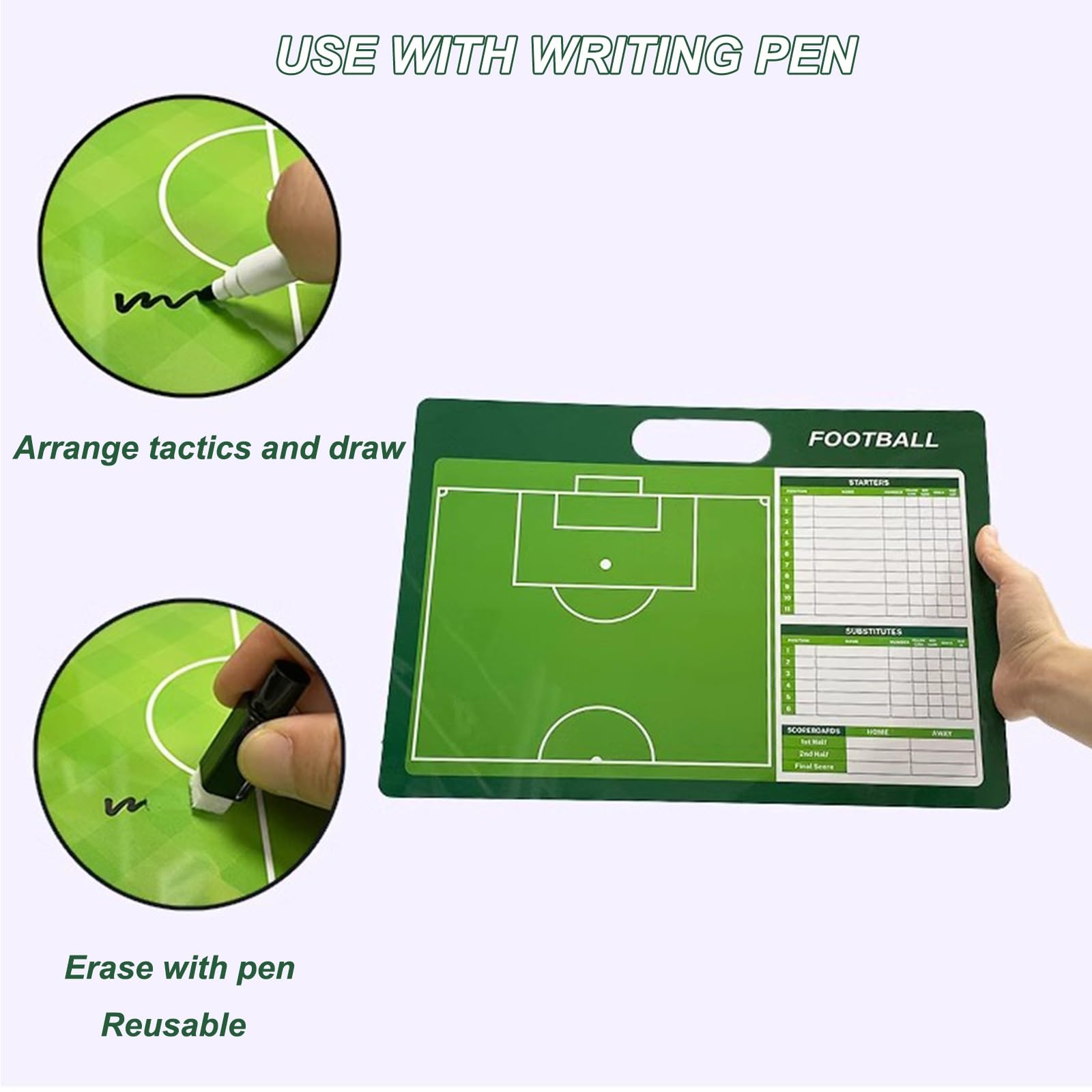 Taktiktafel Fußball, Trainermappe Fußball, Taktikmappe Fußball, Taktiktafel Fußball Zubehör, Fussball Coach Board, Handball Trainer Taktikbrett, Geschenk für Trainer, Passend für Football