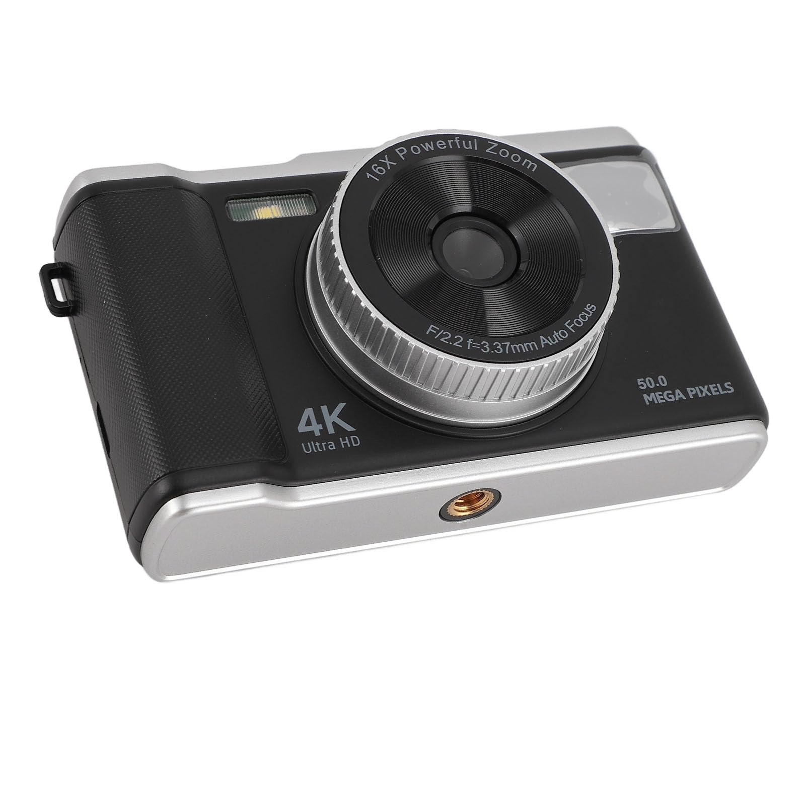 Aparat Cyfrowy 4K Aparat 50 MP z Autofokusem, 16-krotnym Zoomem i Drganiami dla Początkujących Oraz Ekranem o Przekątnej 2,8 Cala (BLACK)