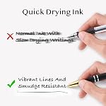 LINFANC 12 Stylo à bille en or noir avec pointe de stylus, 1.0 mm Stylos d'écriture en encre noire, Stylus en métal pour écrans tactiles