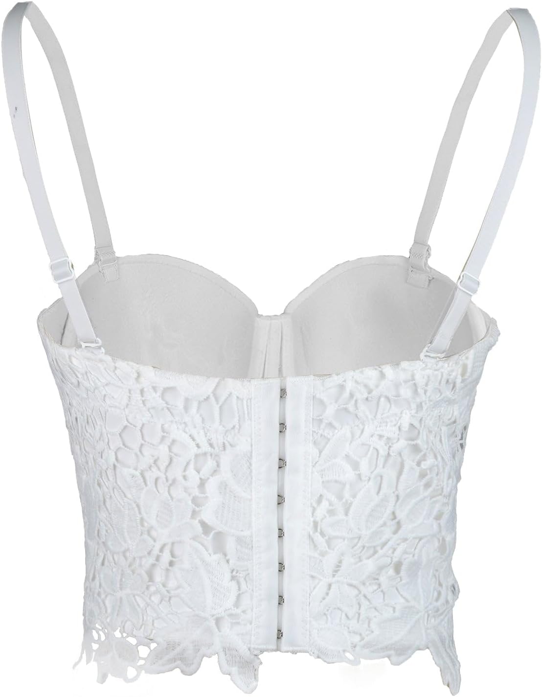 ELLACCI Women's Floral Lace Bustier Crop Top Gothic Corset Bra Tops White - Image 2