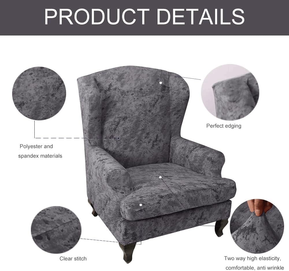Slipcovers Sofa Covers Wing Chair Cover, Wingback Armchair Cover, Polyester Spandex Fabric Elastic Arm Chairs Wingback Chair Cover