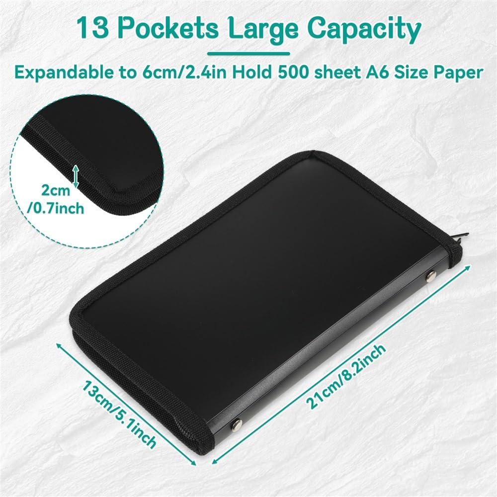 Porte-documents élégant multi-nizer – Pages intérieures en plastique transparent pour reçus et documents Design extensible parfait pour le bureau et la maison