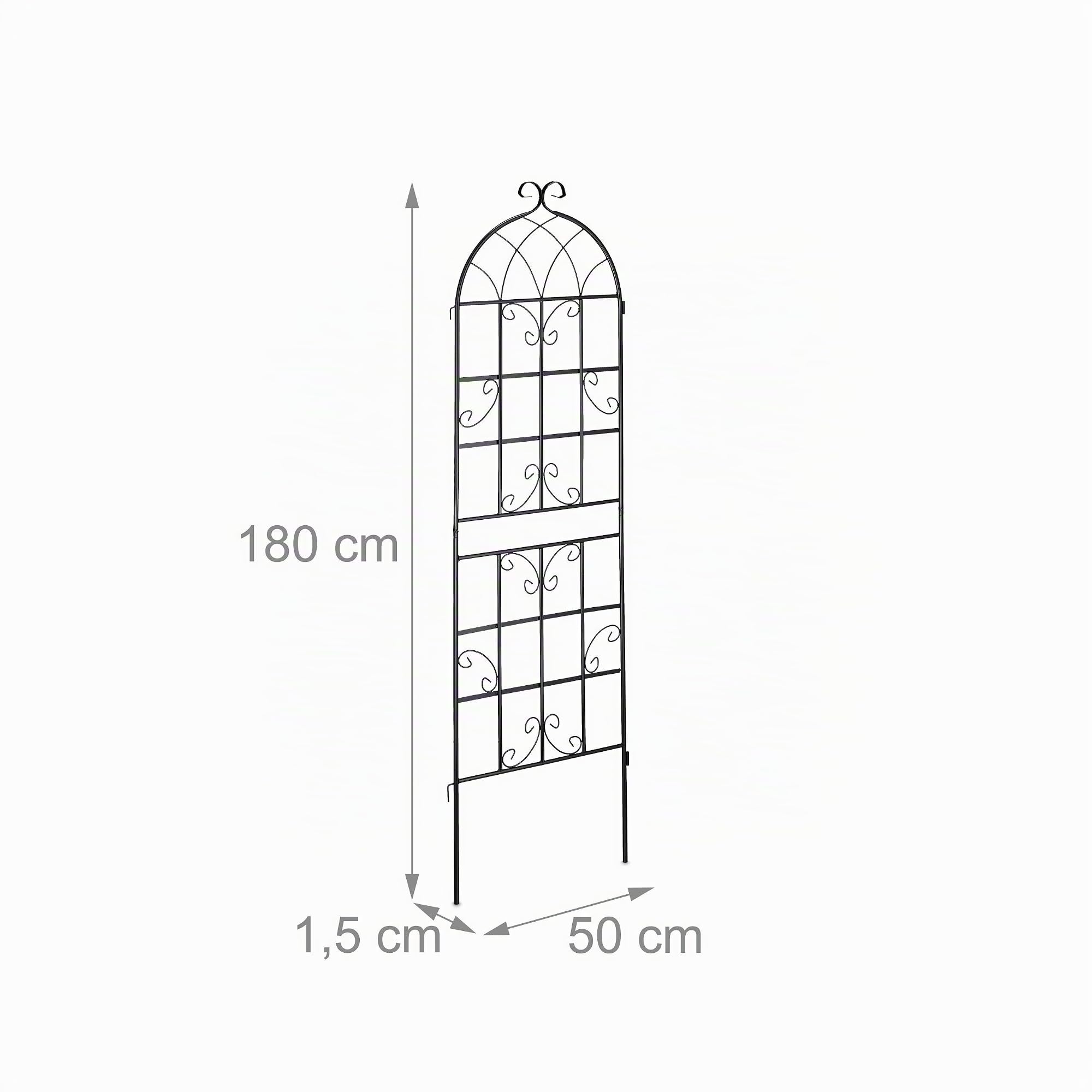 Relaxdays Rankgitter Metall, 2er Set, zum Stecken, Rankhilfe für Kletterpflanzen, 180 x 50 cm, Spalier Garten, schwarz