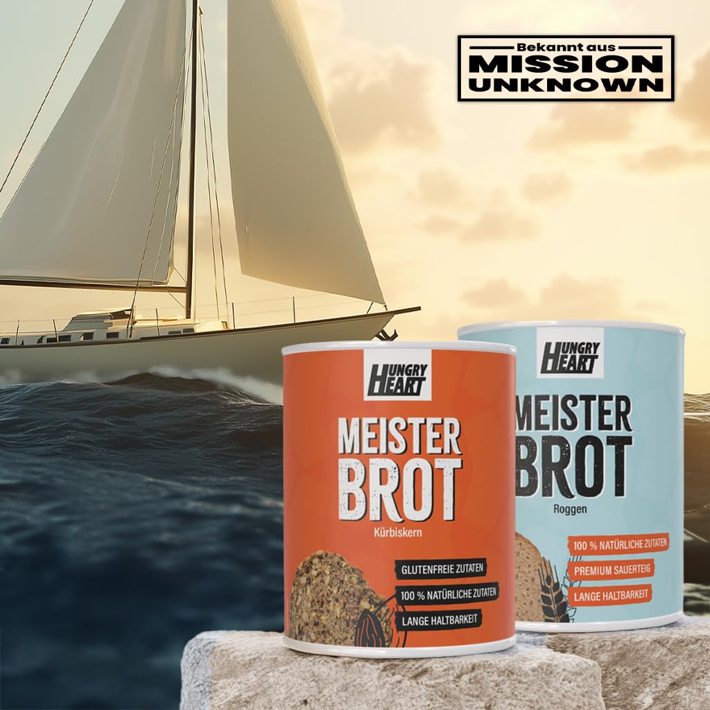 Notfall Hamster Kauf Brot Reserve - Frisches Kürbiskernbrot 1 x 480gr & Frisches Roggenbrot 1 x 300gr | Glutenfreies Toast Brot mit 100% Natürlichen Zutaten | 4 Jahre haltbar | Snack Dosenbrot