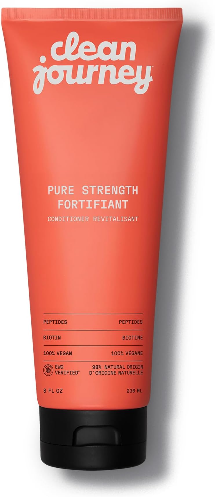 Pure Strength Hair Conditioner, EWG Verified, Infused with Peptides and Biotin, For Fragile and Damaged Hair, Clean Ingredients, Vegan, Vanilla Scent, 236 mL