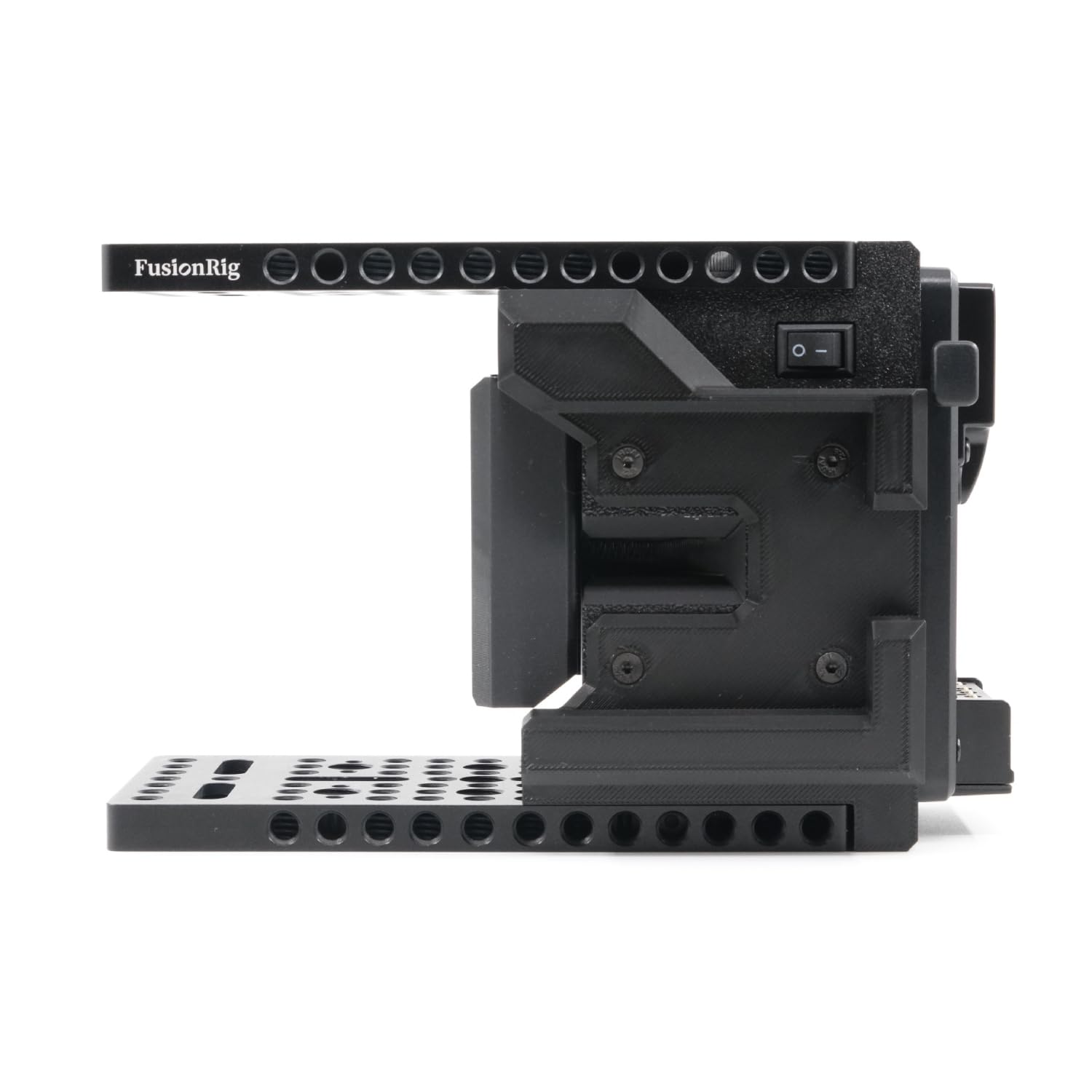 Fusion Rig Cineback klatka na aparat z modułem rozszerzającym V-Mount, rozdzielacz D-Tap, odporna na uderzenia przechowywanie ekranu do klatki na aparat A7M4/A7S3 (do SmallRig 3667 4308 4481)