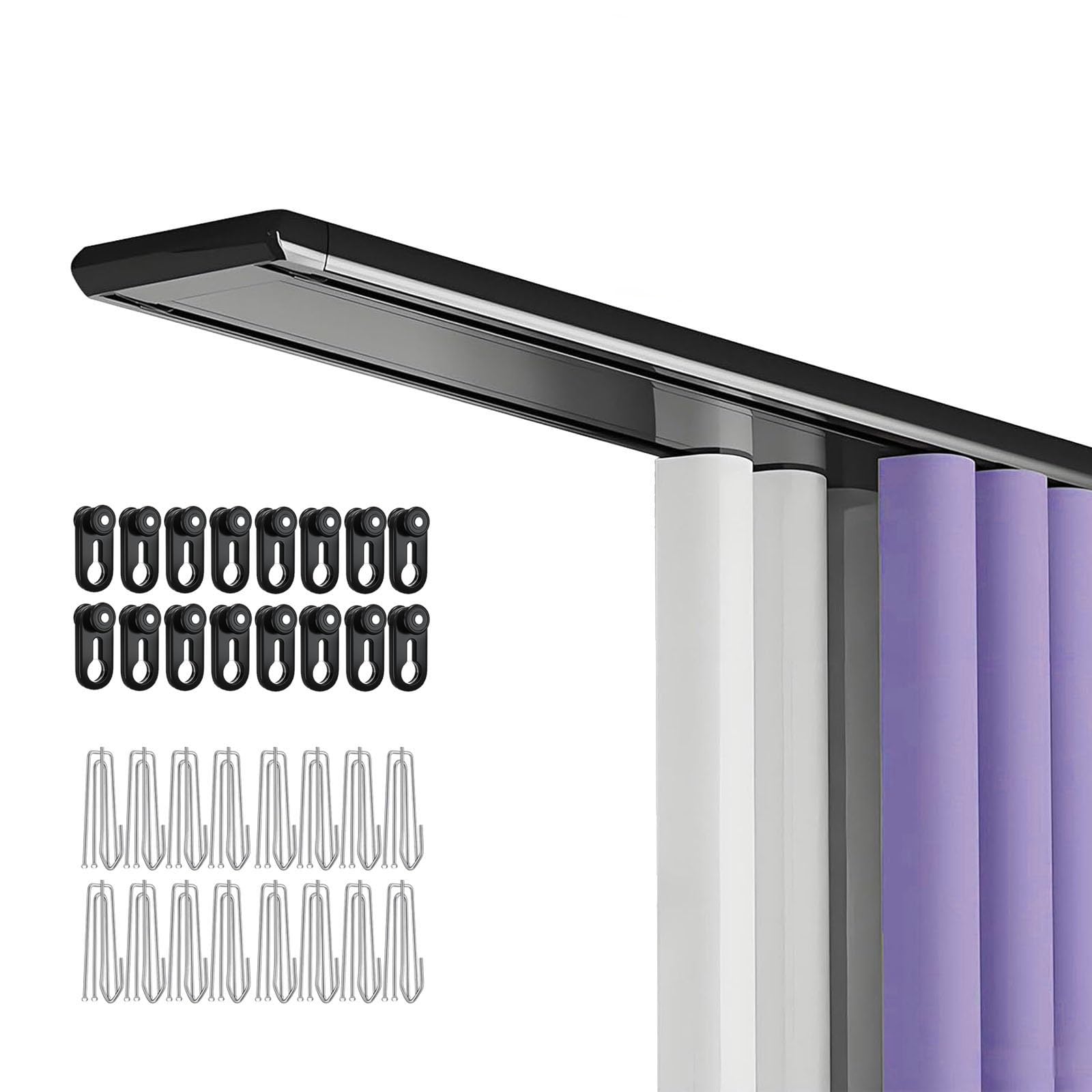 Rail de plafond en aluminium avec rouleaux silencieux et crochets réglables